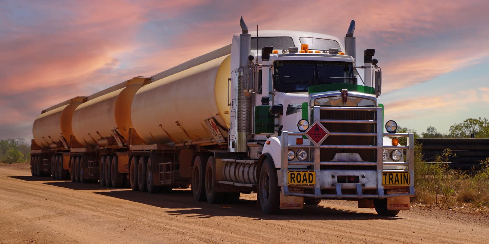 A road train on the road