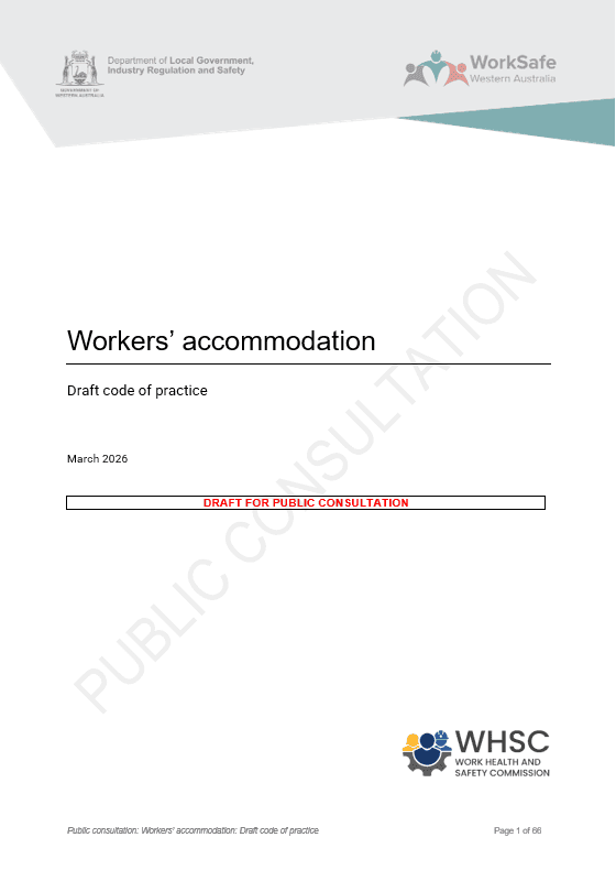 Cover Draft code of practice Worker's accomodation