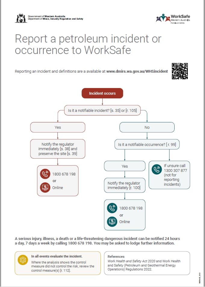 Report a petroleum incident or occurrence to WorkSafe